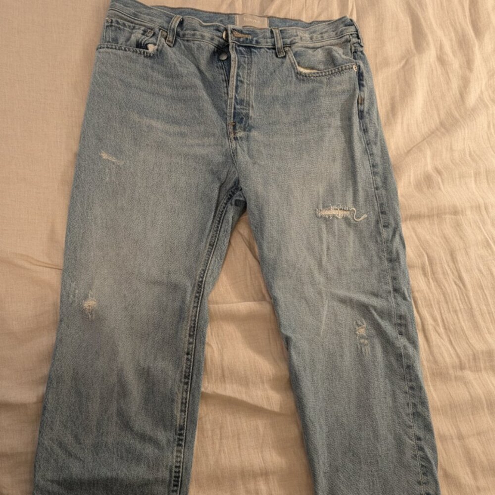 Everlane Relaxed Straight Fit Jeans Organic Cotton Distressed- Size 30 Regular